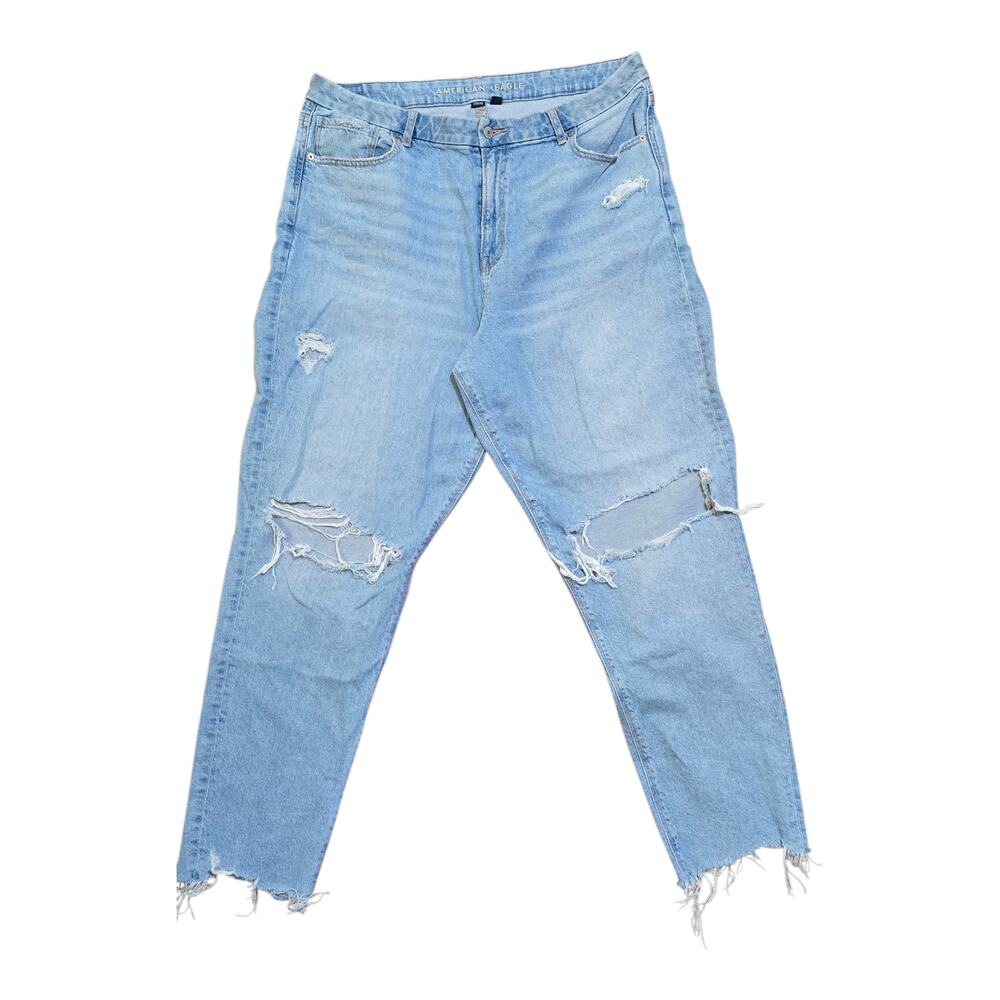 American Eagle Strigid Distressed Curvy Mom Jeans - Size 18 Long